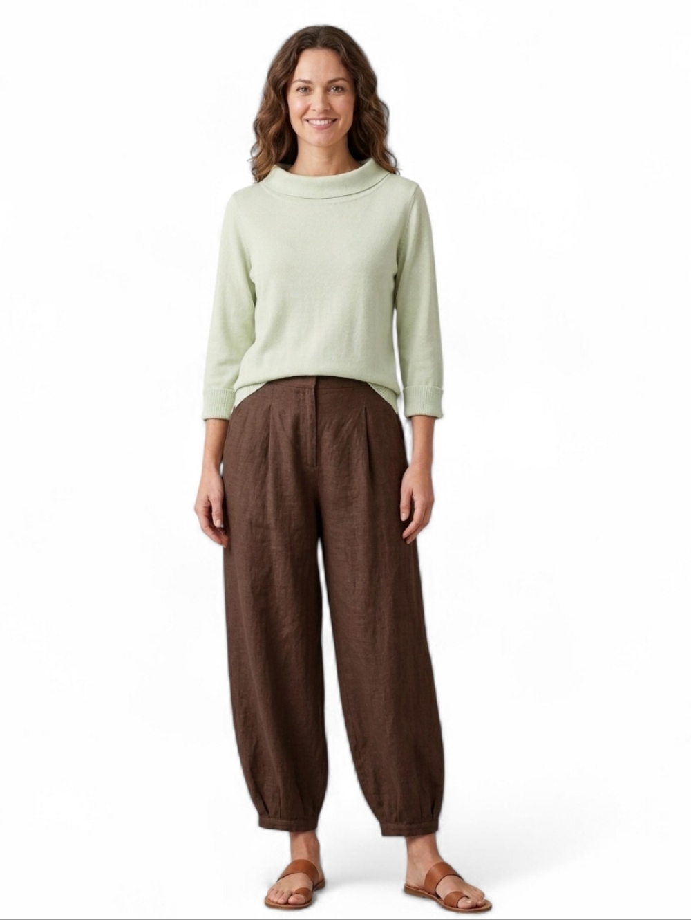 Christopher & Banks Pastel Soft Mint Green Mock Neck Knit Sweater SZ L
